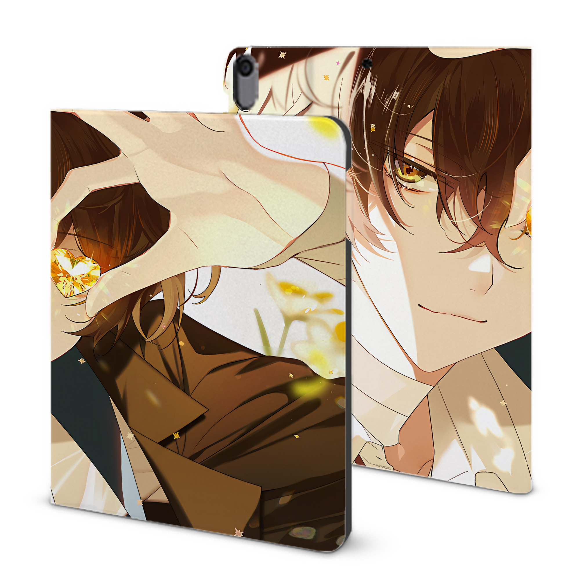 （画像用） 文豪ストレイドッグス Bungo Stray Dogs IPad ケース ブック型 PUレザー TPU 耐衝撃 軽量 薄型 ペン収納なし 全面保護 IPad 各モデル対応